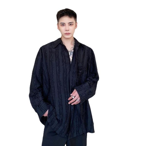 

men's casual shirts autumn shirt men stripe long sleeve loose oversize streetwear harajuku trend fashion vintage office top, White;black
