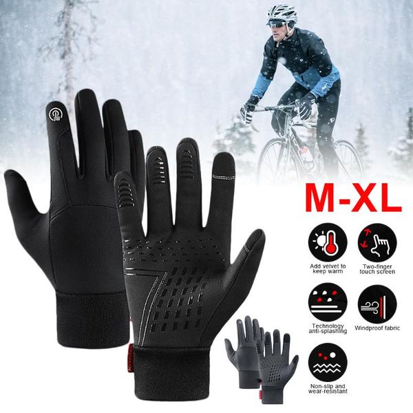 

ski gloves winter cycling touch screen padded anti-slip palm waterproof windproof thermal glove for running driving outdoor