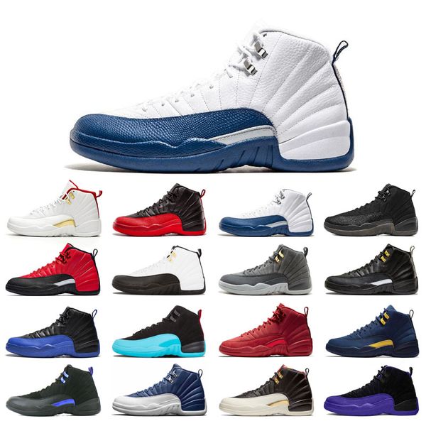 

with box 12s basketball shoes 12 for man black purple bulls dark grey flu game winterized wings utility university gold michigan size 40-46