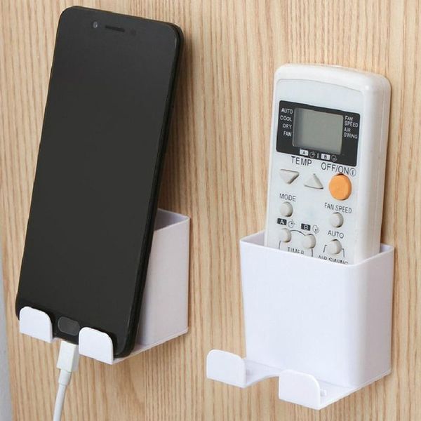 

hooks & rails storage box wall mounted organizer remote control holder mobile phone plug stand container hanging charging