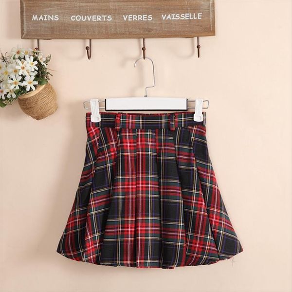 

6 colors plaid uniform women skirt korea fashion preppy style pleated red school girls short, Black