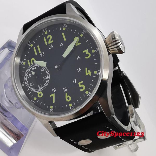 

corgeut 43 mm sterile dial mechanical wrist bearing hand crowning 6497 movement clock light-emitting brain wars, Slivery;brown