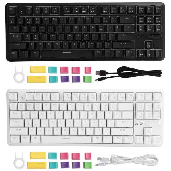 

keyboards ajazz k870t wireless dual mode keyboard rgb mechanical game for phone/tablet/pc outemu black/white