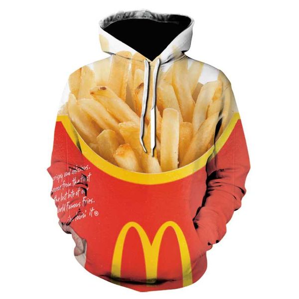 

men's hoodies & sweatshirts funny french fries 3d print children hoodie food sweatshirt men/women macaron pullover autumn winter strang, Black
