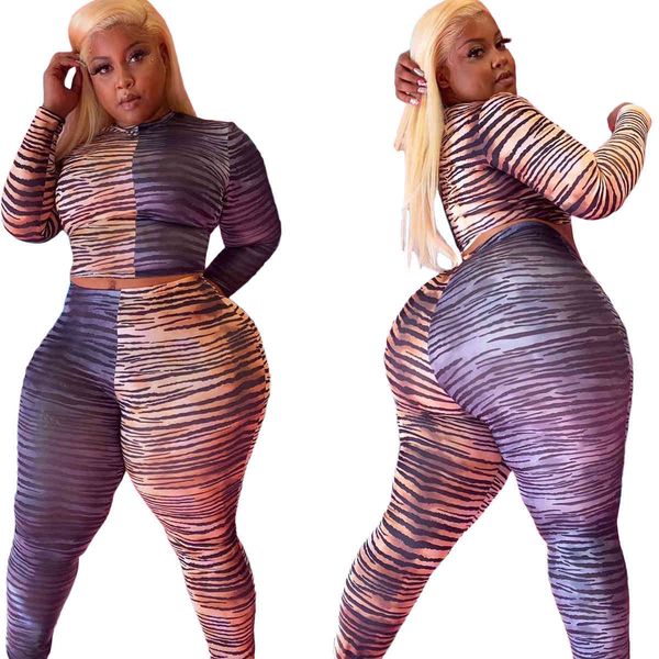 

women's plus size q7136 fashion leopard print large long sleeve casual suit