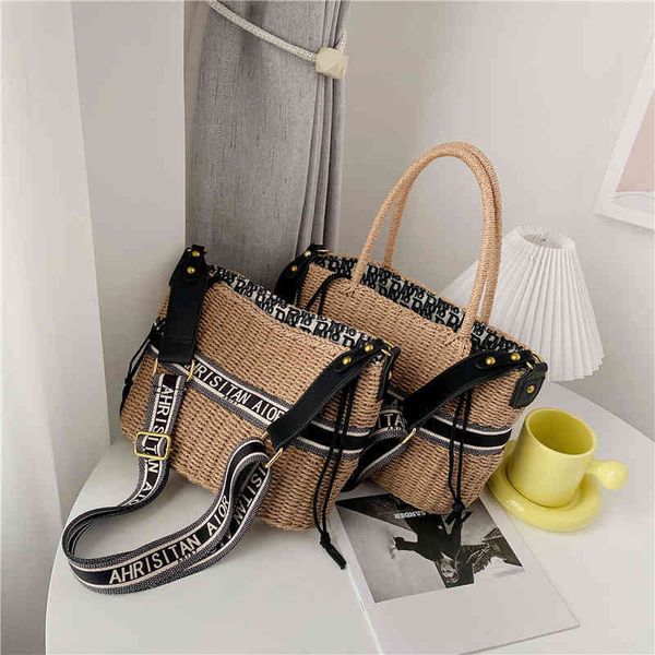 

2022 latest handbag factory store on straw popular in april women's high-capacity single shoulder ins messenger