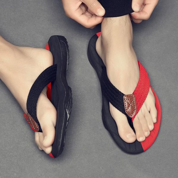 

slippers 2021 arrival men flip flops sandals breathable summer non-slip rubber fashion outdoor casual shoes size 39-47, Black