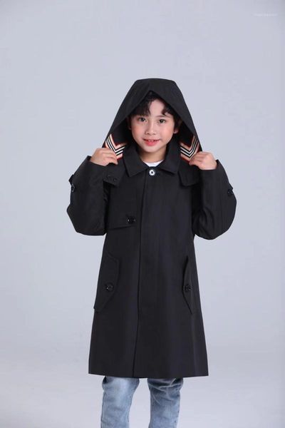 

jackets the early autumn children's clothing 2021 male and female babies have same british style long trench coat, upper bod1, Blue;gray