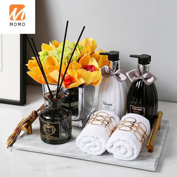 

bathroom supplies set kit bath lotion marble tray decoration combination storage bottles & jars