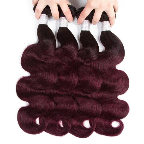 

human hair bulks 1b 99j bundles ombre body wave weave brazilian 3/4 wholesale, Black
