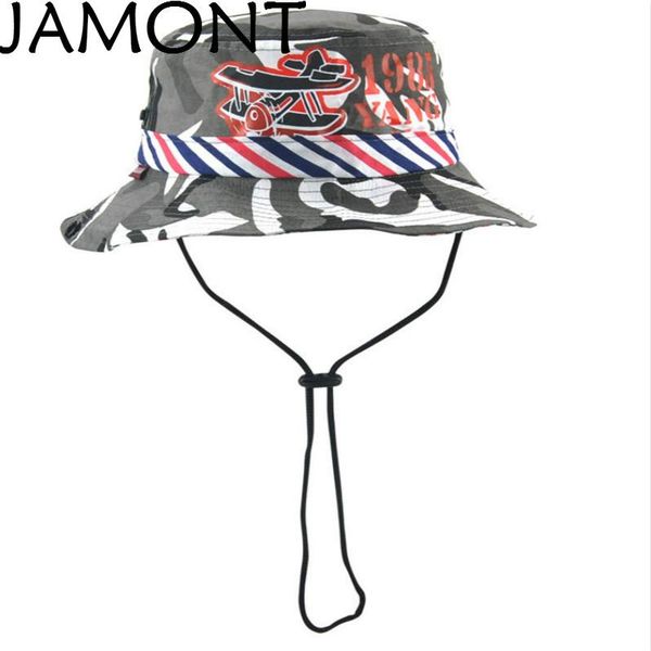 

cloches [jamont]wide brim children camouflage bucket fishing hat cap with string kids summer beach sunshade panama casquette gorras