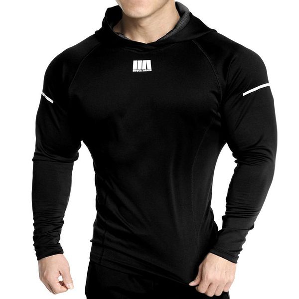 

men's hoodies & sweatshirts gym jogging exercise muscular men autumn fitness sports hoodie casual running training thin hooded jacket, Black