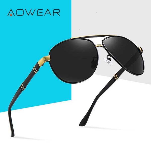 

Fashion Sunglasses Fashion Sunglasses AOWEAR Aviation Polarized Sunglasses Men Pilot Oversized Polaroid Sun Male Retro Driving Glasses with Case Gafas, Black