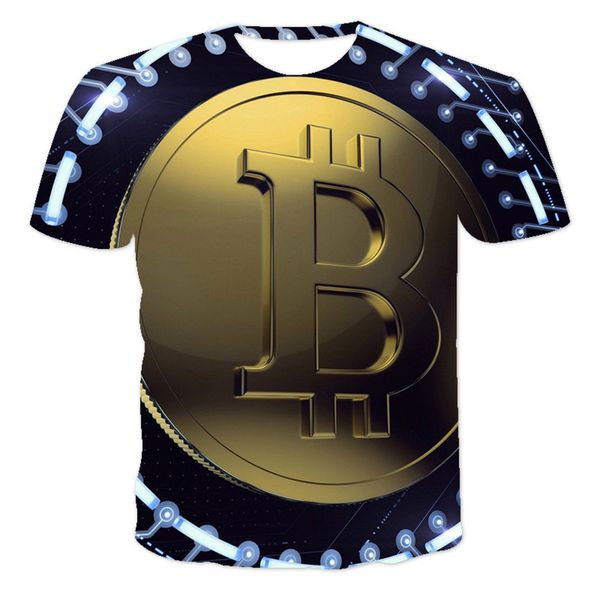 

size men's t-shirt 3d digital bitcoin print short sve s8vc, White;black