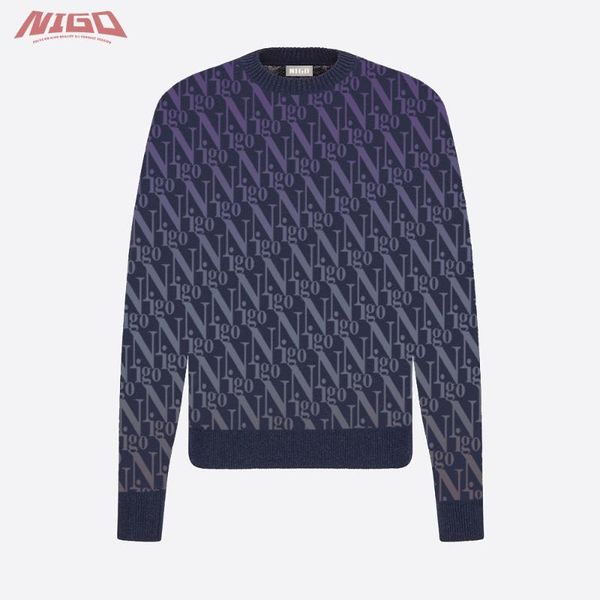

men's sweaters nigo 21ss d oblique printed sweater #nigo1189, White;black