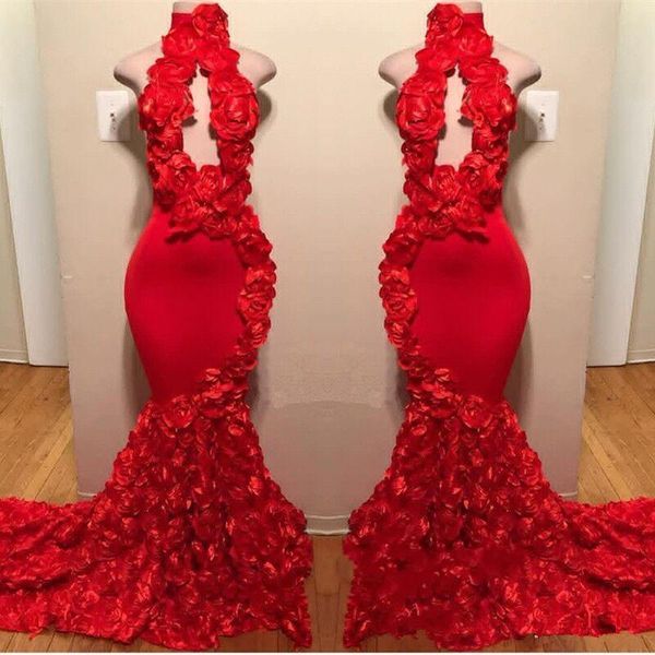 

party dresses red design mermaid prom appliques high neck formal evening sweep train satin luxury fashion gown, White;black