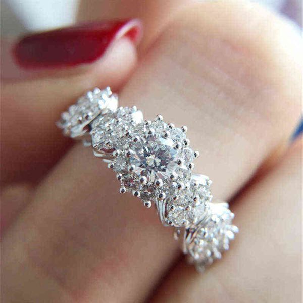 Creative Platinum Diamond Zircon Anéis European e American Light Luxo Jóias Para Mulheres Partido Casamento Forma Presente G1125