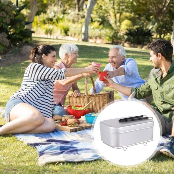 

storage bags 2pcs outdoor camping picnic portable handle food container bento box