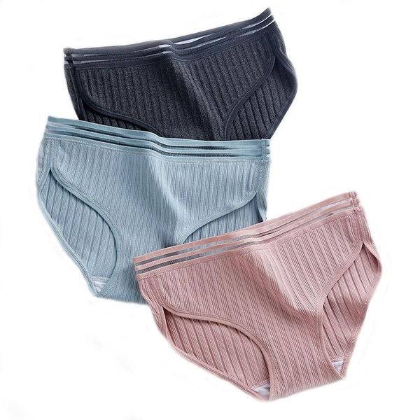 

women's panties threaded cotton underwear for women low waist lace briefs skin friendly soft intimate lingerie 3pcs/lot, Black;pink