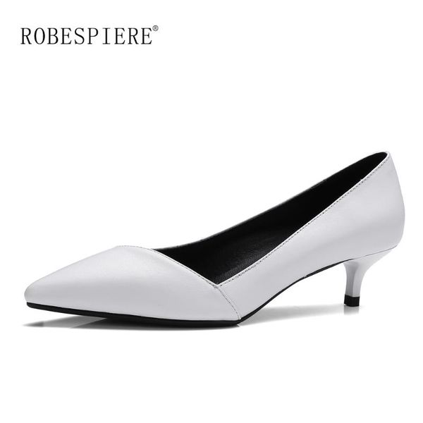 

dress shoes robespiere women pointed toe pumps genuine leather high heels boat large size office zapatos mujer a135, Black