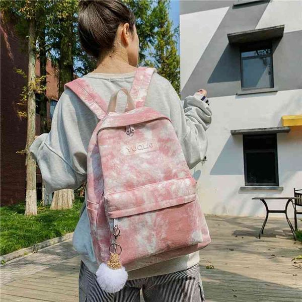 

fashion women canvas backpack tie dye college teenager girls school books bags large capacity female casual travel mochila