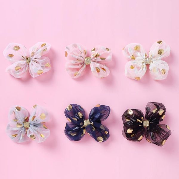 

hair accessories 2pcs handmade tulle clips pin for women fashion geometric flower barrettes headwear girls sweet hairpins accessorie, Slivery;white