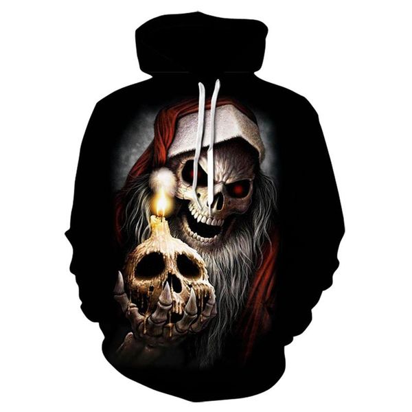 

men's hoodies & sweatshirts spring and autumn hoodie long sleeve thin pullover sweatshirt 3d skull pattern crew neck, Black