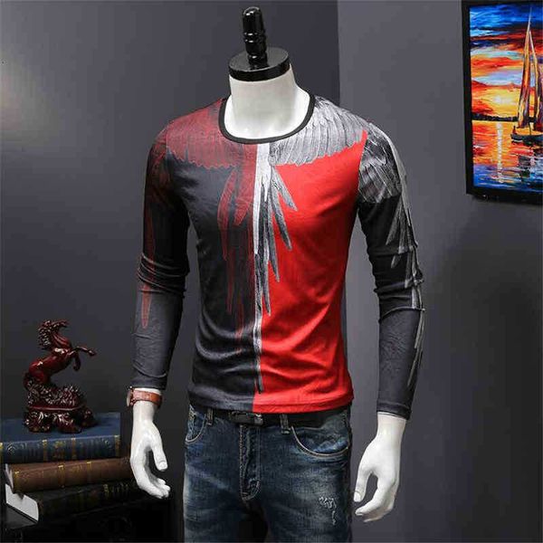 

men's t-shirts t shirts high-quality men's t-shirt printing fashion o-collar long-sleeved 2mj1, White;black