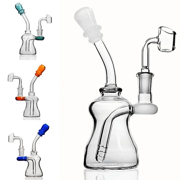 

mini hookahs Beaker Glass Bong Tube Diffused Downstem Bongs Recycler Dab Rig with banger