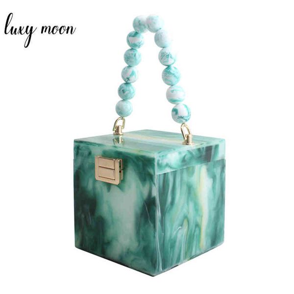 

summer handbag women's acrylic clutch evening bag box shape pearl chain wedding purse luxury design 2020 party zd1616