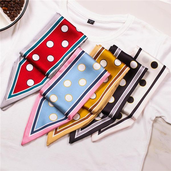 

scarves silk skinny neck scarf for women fashion dot print foulard hair band luxury female hand bag ribbon scarfs tie, Blue;gray