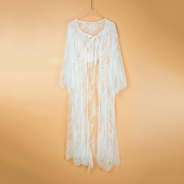 

women white bikini cover up summer lace 2021 hoodies tunic swimsuit kimono boho beach long maxi dress sheer loose kaftan women's swimwe, White;black