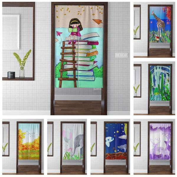 

curtain & drapes door giraffe children's study bedroom thick soft cartoons room decor funny light blocking noren tapestry