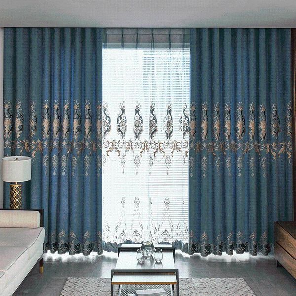 

curtain & drapes luxury chenille windows backdrop blackout classic elegant tulle european embroidered curtains for bedroom living room