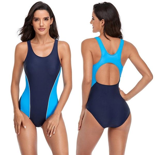 

one-piece suits women's swimwear color matched slim swimsuit patchwork good elasticity one piece