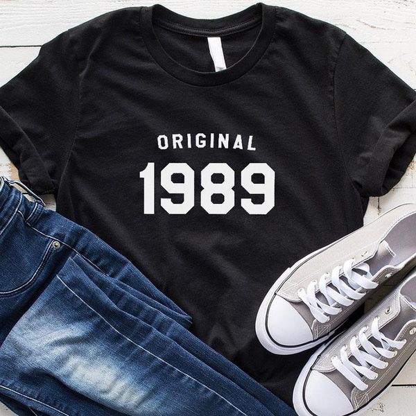 

women's t-shirt original 1989 31 birthday party shirt funny graphic cotton women tshirt short sleeve tees plus size o neck female gift, White