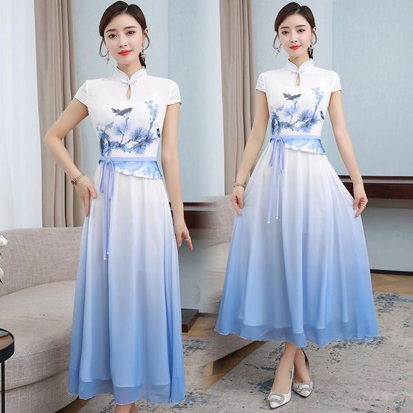 

6450# summer young girl modified dress vintage retro chinese improved cheongsam elegant mandarin collar female qipao ethnic clothing, Red