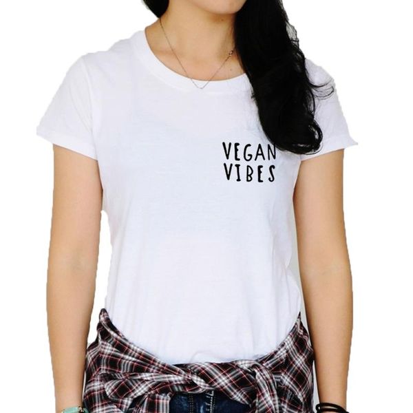 

women's t-shirt vegan vibes printed short sleeve t shirt women cotton o-neck casual tee femme black white loose top