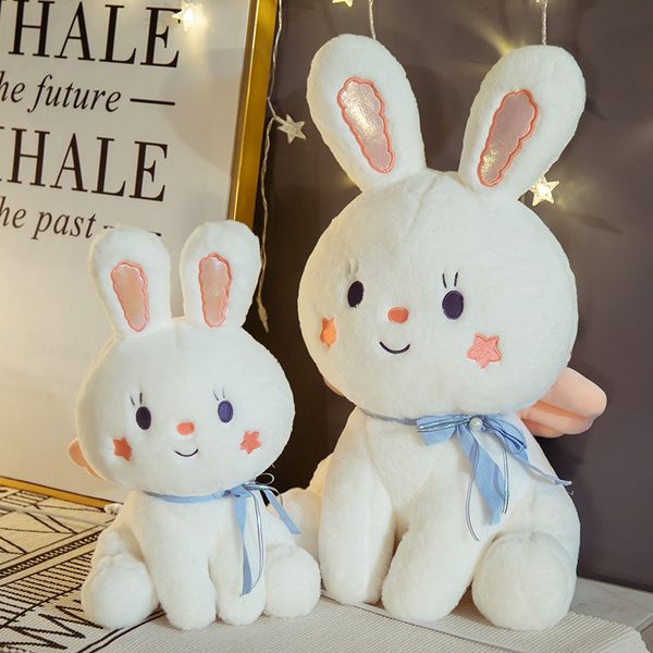 

35/50cm kawaii sitting bunny doll cute white rabbit plush toy stars embroidered similing animal boys girls gift