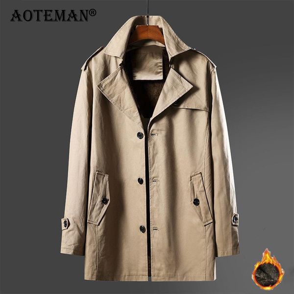 

men's jackets men trench coats fleece winter jacket england style outwear fashion spring autumn clothing parkas plus size 7xl 8xl lm510, Black;brown