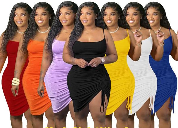 

womens spaghetti strap bodycon dress peplum tube club party casual ruched dresses s-4xl solid colors, Black;gray