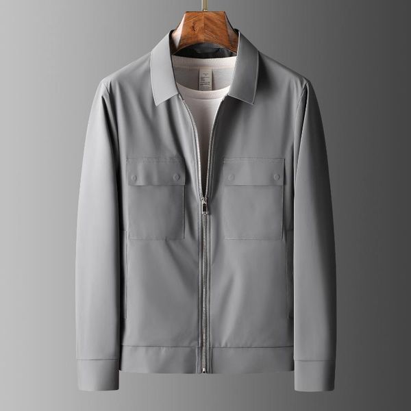 

men's jackets 2021 light luxury high-end simple laser seamless cutting process autumn elegant lapel casual jacket, Black;brown