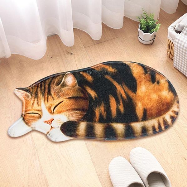 

cushion/decorative pillow big 3d printed sleeping cat doormats hallway doorway carpet living bedroom anti-slip floor mats kitchen balcony ru