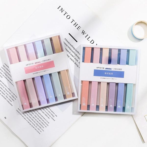 

fountain pens 6pcs/set fluorescent pen eye protection color soft tip assorted colors marker set student stationery