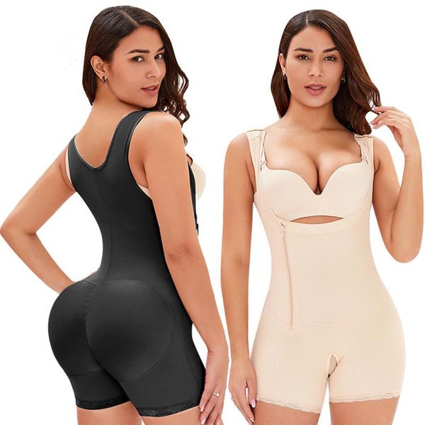 

women's shapers body shaper women slimming shapewear sheath open crotch overbust corset waist trainer gaine full bodyshaper, Black;white