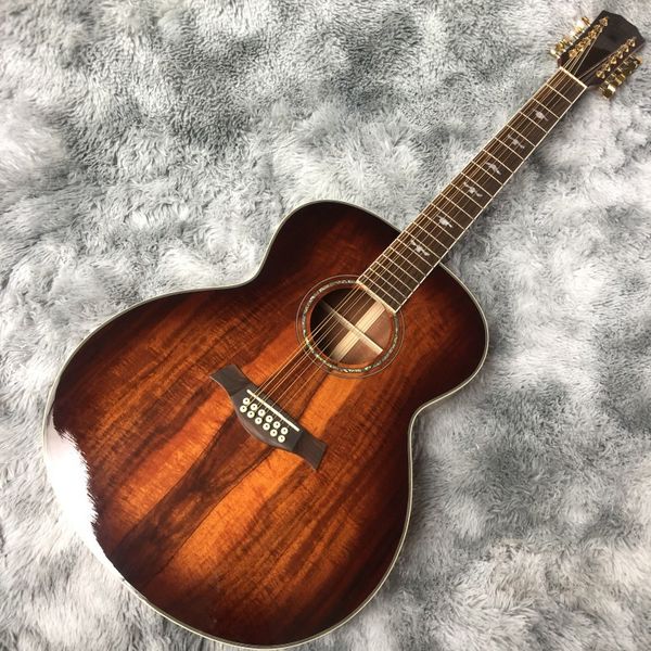 

43 inch jumbo mold koa wood folk acoustic guitar 12 strings