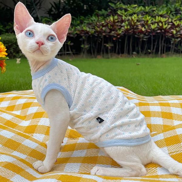 

cat costumes sphinx clothes 100% cotton mesh for sphynx kitten summer spring cooling vest t shirt clothing sphint coat tee
