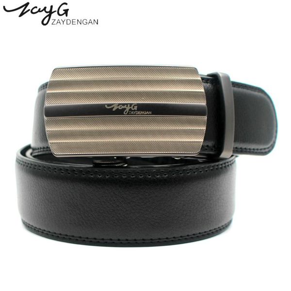 

belt men leather mens belts luxury genuine black brand metal automatic buckle cowboy, Black;brown