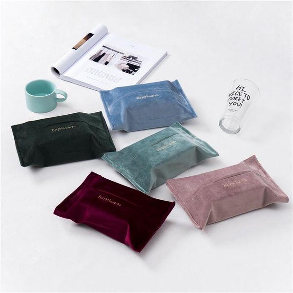 

storage bags embroidered holland velvet tissue solid simple box draw-paper cover car sitting room green blue pink red light