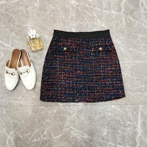 

skirts ladies 2021 fashion stitching gold yarn ribbon skirt 0919, Black